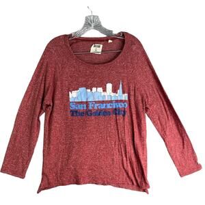 Tailgate Shirt Womens Large Stretch T San Francisco Golden City Red Long Sleeve